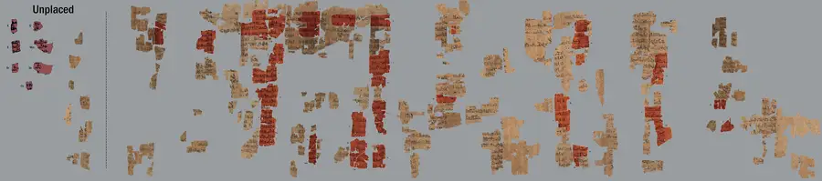Fragments discovered by Champollion (in red)