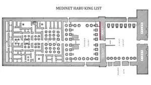 Map to location of the Medinet Habu king list