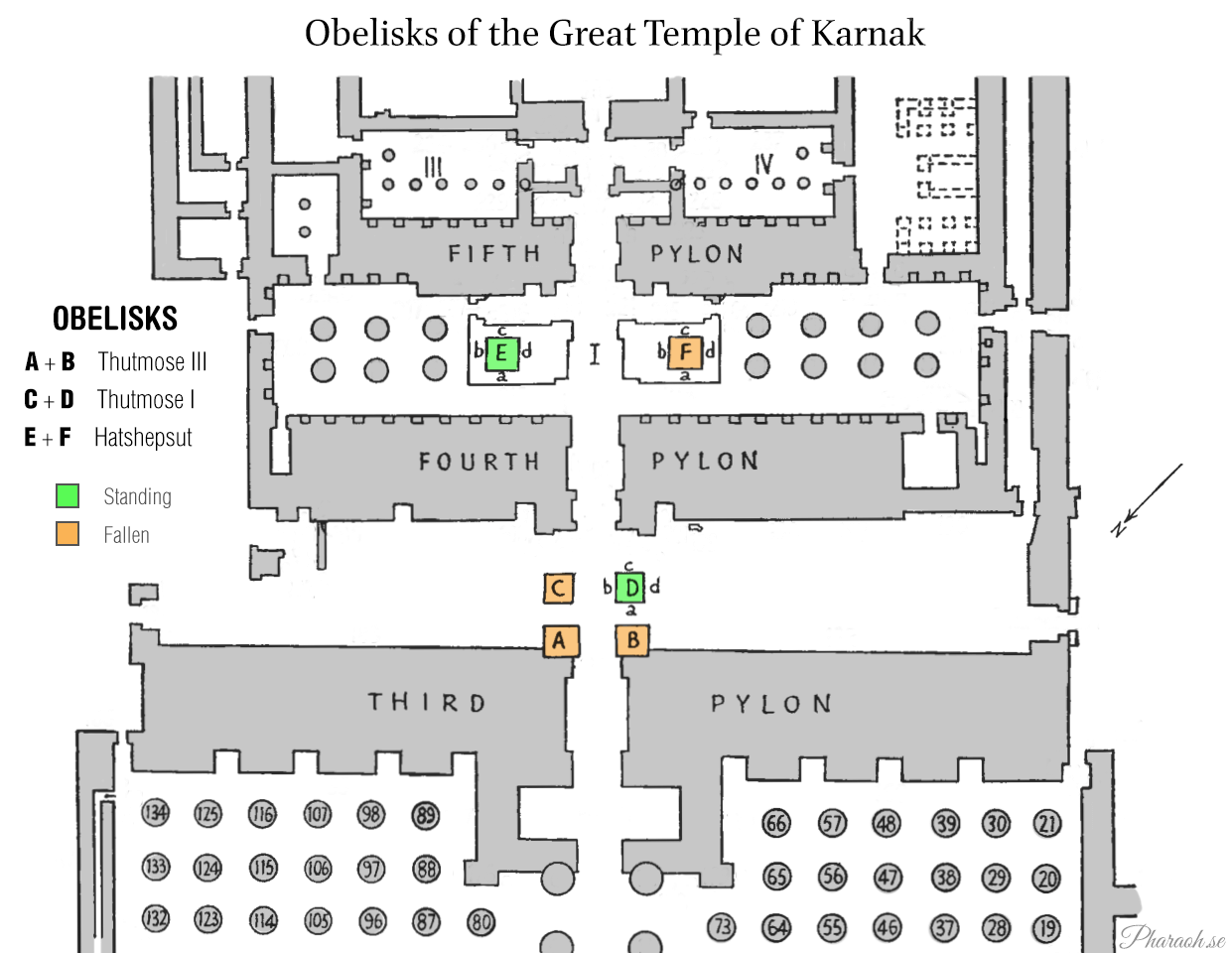 Map of the obelisks at Karnak